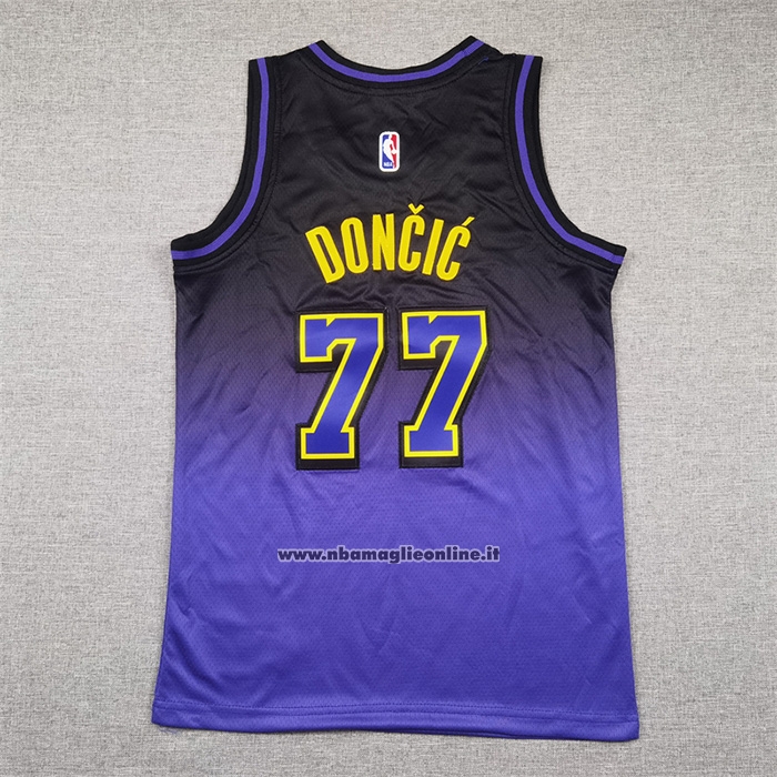 Maglia Bambino Los Angeles Lakers Luka Doncic No 77 Citta 2024-25 Viola